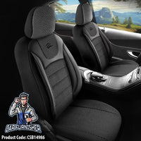 Thumbnail for Mercedes 190 Seat Covers Prestige Design Black 5 Seats + Headrests (Full Set) Leather & Woven Fabric