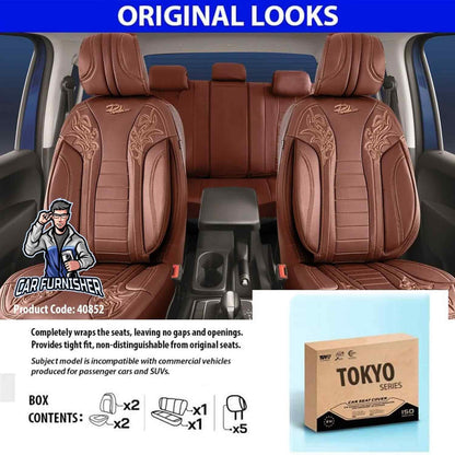 Mercedes 190 Seat Covers Tokyo Design Tan-Snuff 5 Seats + Headrests (Full Set) Full Leather
