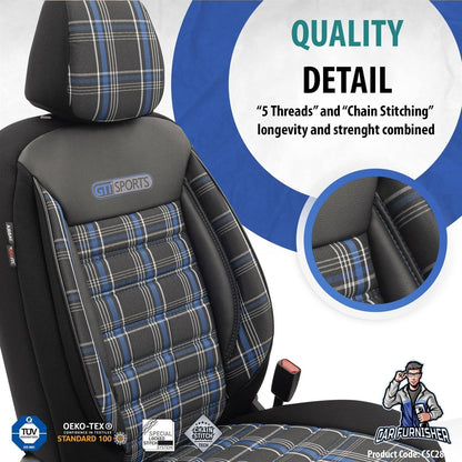VW Polo GTI Car Seat Covers MK3/MK4/MK5/MK6 1995-2023 Special Series Blue Leather & Fabric