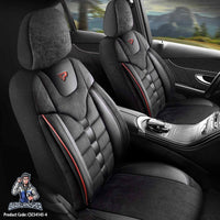 Thumbnail for Volkswagen Amarok Seat Covers Toronto Design Dark Red 5 Seats + Headrests (Full Set) Leather & Suede Fabric