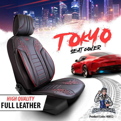 Mercedes 190 Seat Covers Tokyo Design Red 5 Seats + Headrests (Full Set) Full Leather