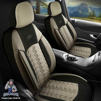 Thumbnail for Volkswagen Jetta Seat Covers Venetian Design Dark Beige 5 Seats + Headrests (Full Set) Leather & Jacquard Fabric