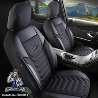 Thumbnail for Skoda Octavia Seat Covers Florida Design Black 5 Seats + Headrests (Full Set) Leather & Pique Fabric