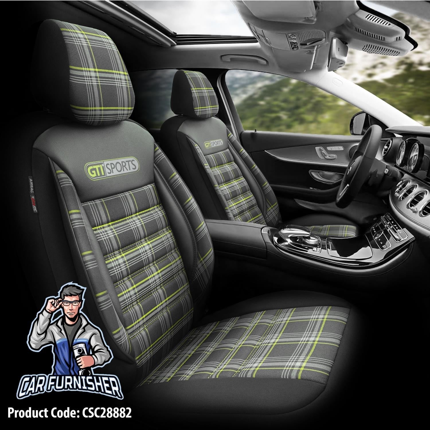 VW Golf GTI Car Seat Covers MK4/MK5/MK6/MK7 1998-2020 Special Series Green Leather & Fabric