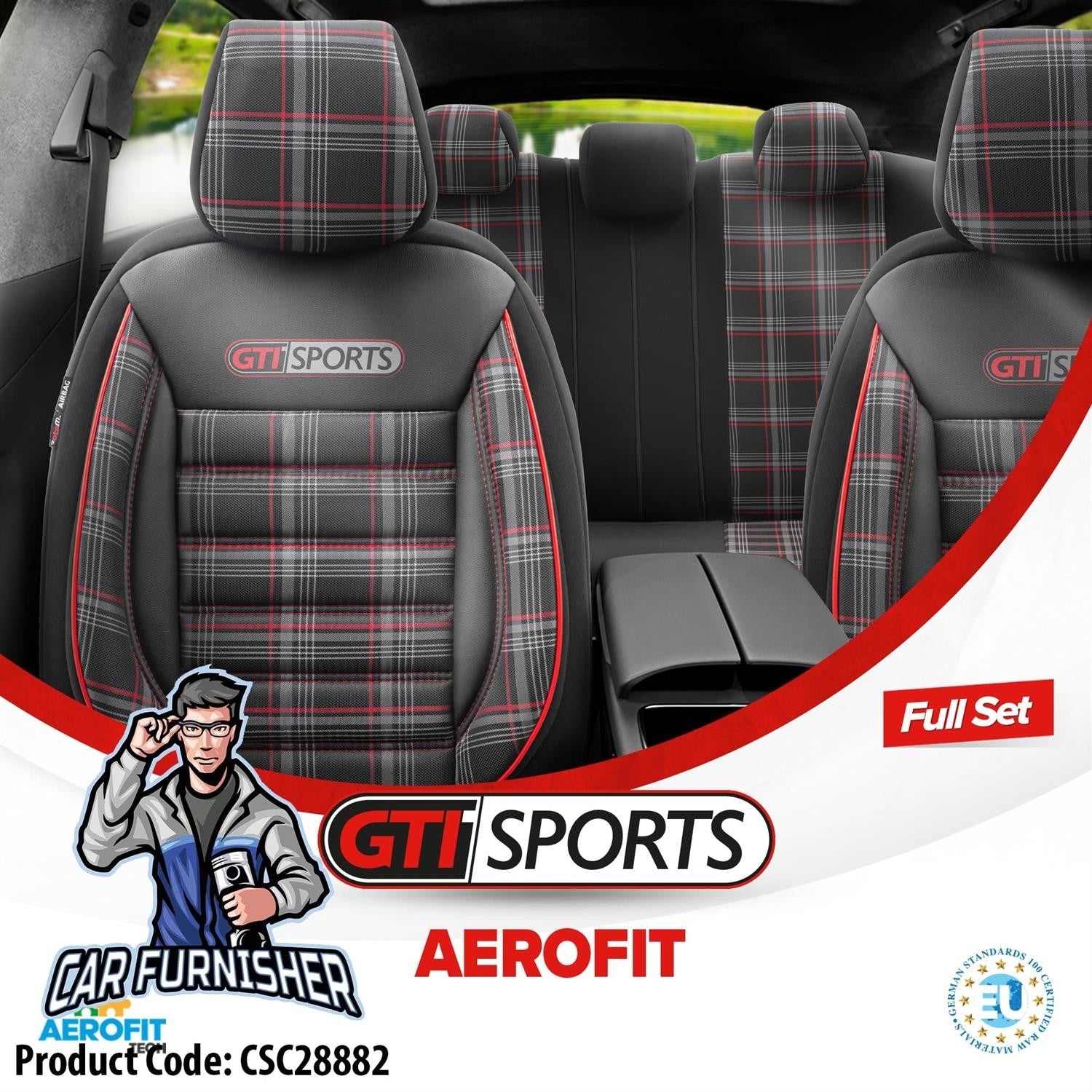 VW Polo GTI Car Seat Covers MK3/MK4/MK5/MK6 1995-2023 Special Series Red Leather & Fabric