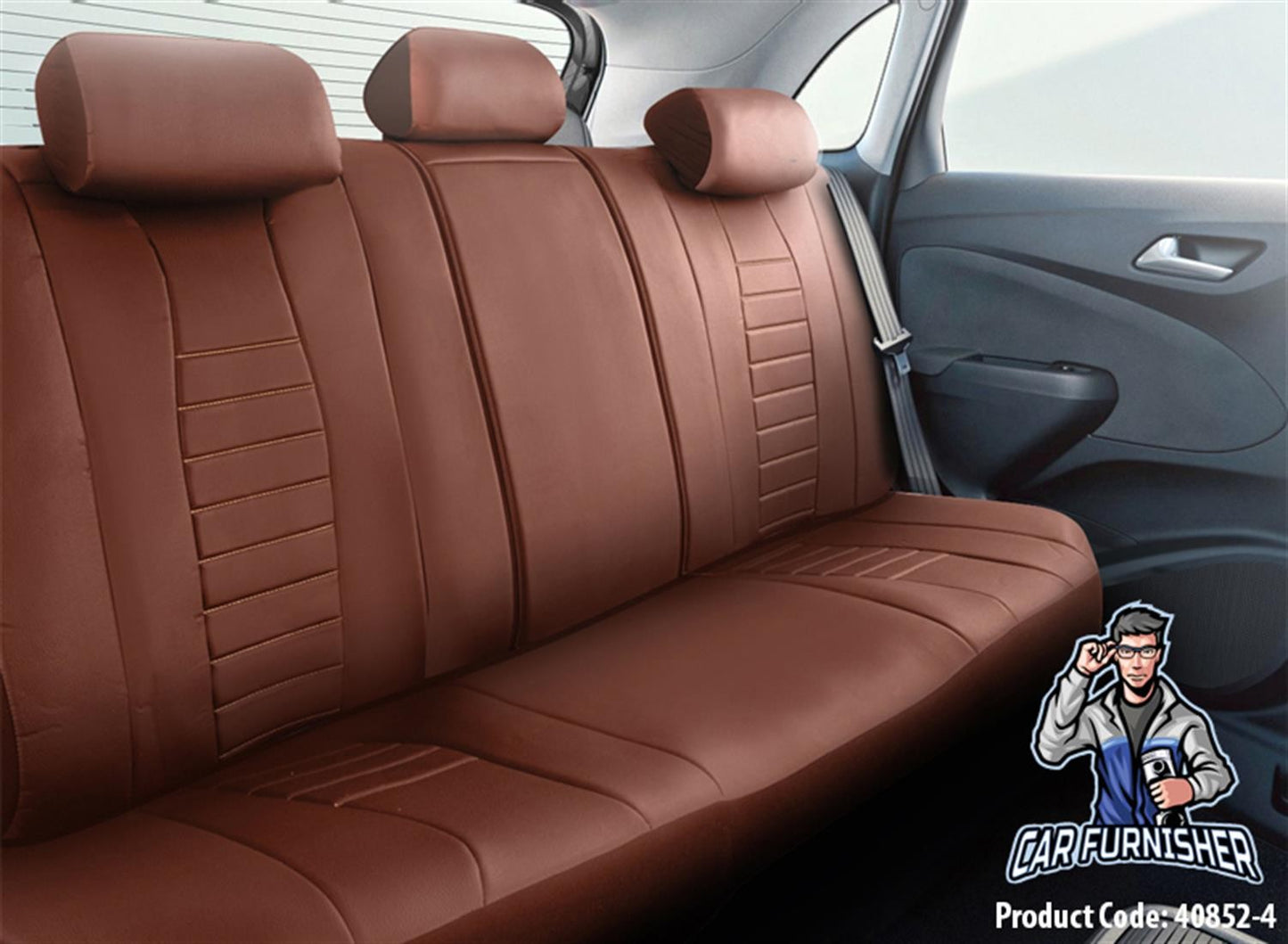 Mercedes 190 Seat Covers Tokyo Design Tan-Snuff 5 Seats + Headrests (Full Set) Full Leather