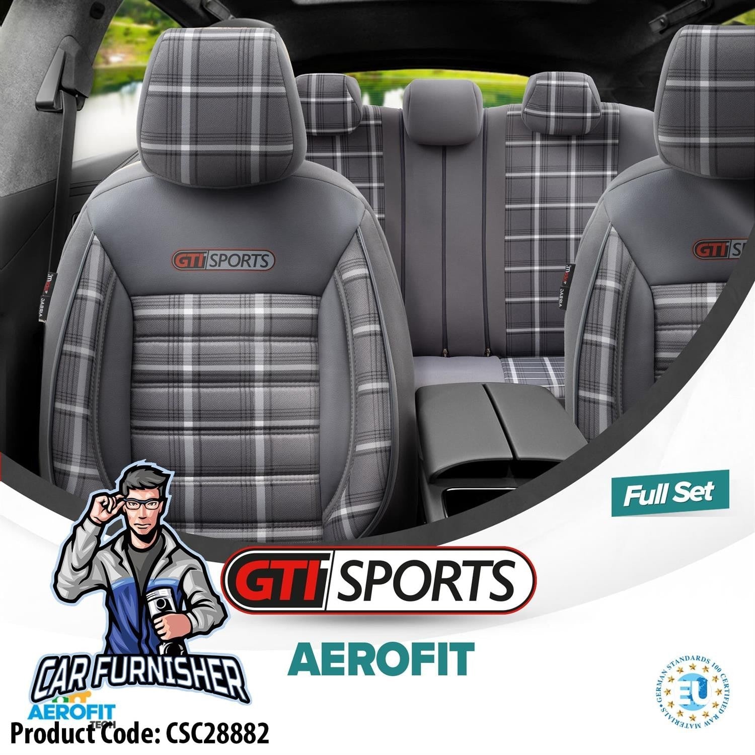 VW Polo GTI Car Seat Covers MK3/MK4/MK5/MK6 1995-2023 Special Series Gray Leather & Fabric