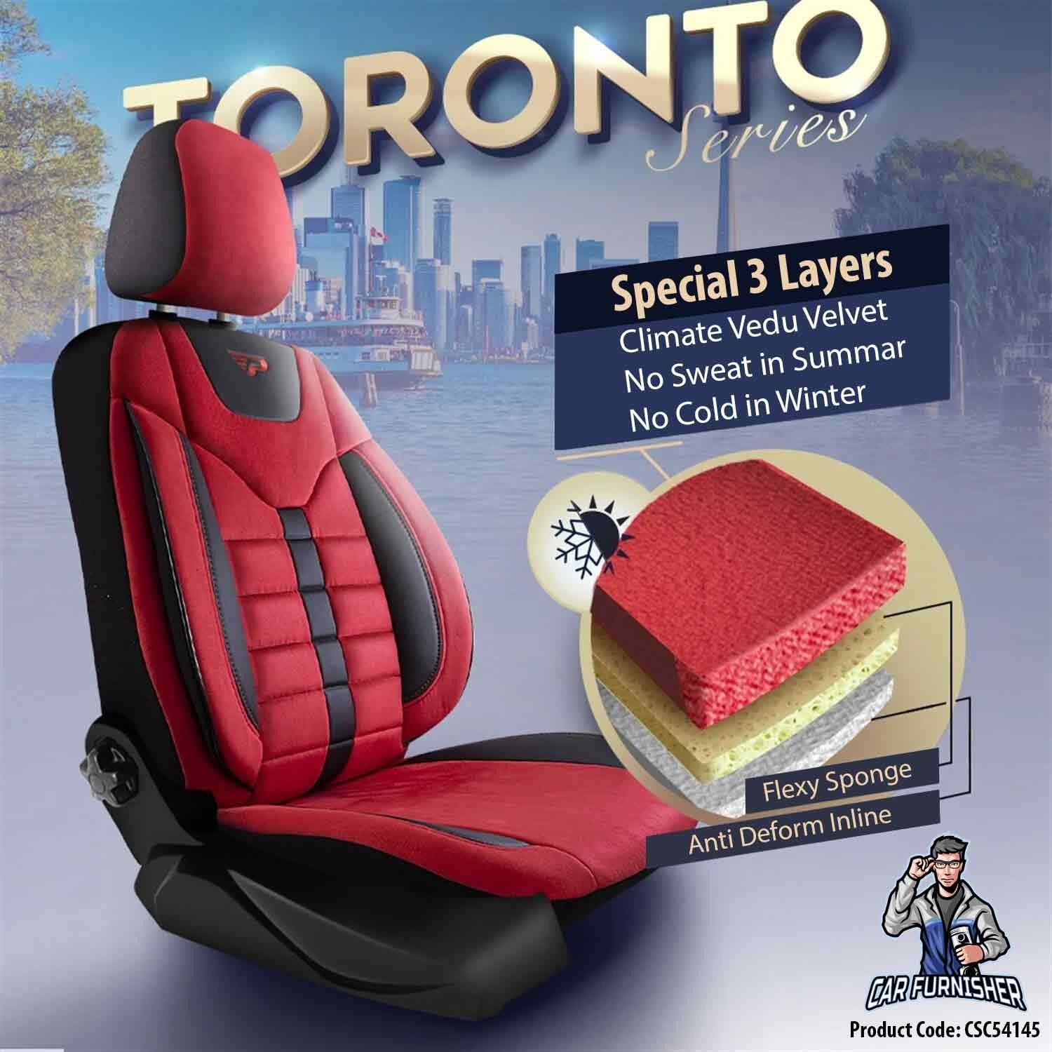 Mercedes 190 Seat Covers Toronto Design Red 5 Seats + Headrests (Full Set) Leather & Suede Fabric