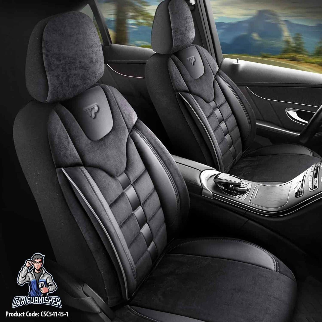 Volkswagen Passat Seat Covers Toronto Design Black 5 Seats + Headrests (Full Set) Leather & Suede Fabric