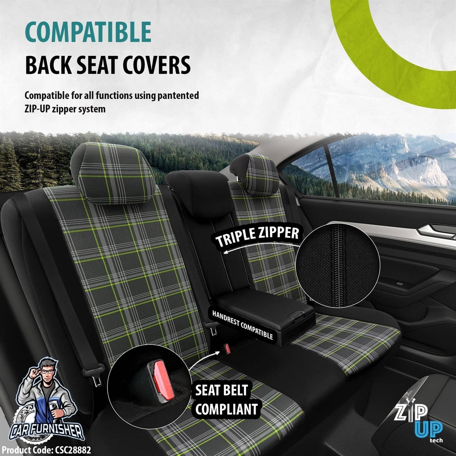VW Polo GTI Car Seat Covers MK3/MK4/MK5/MK6 1995-2023 Special Series Green Leather & Fabric