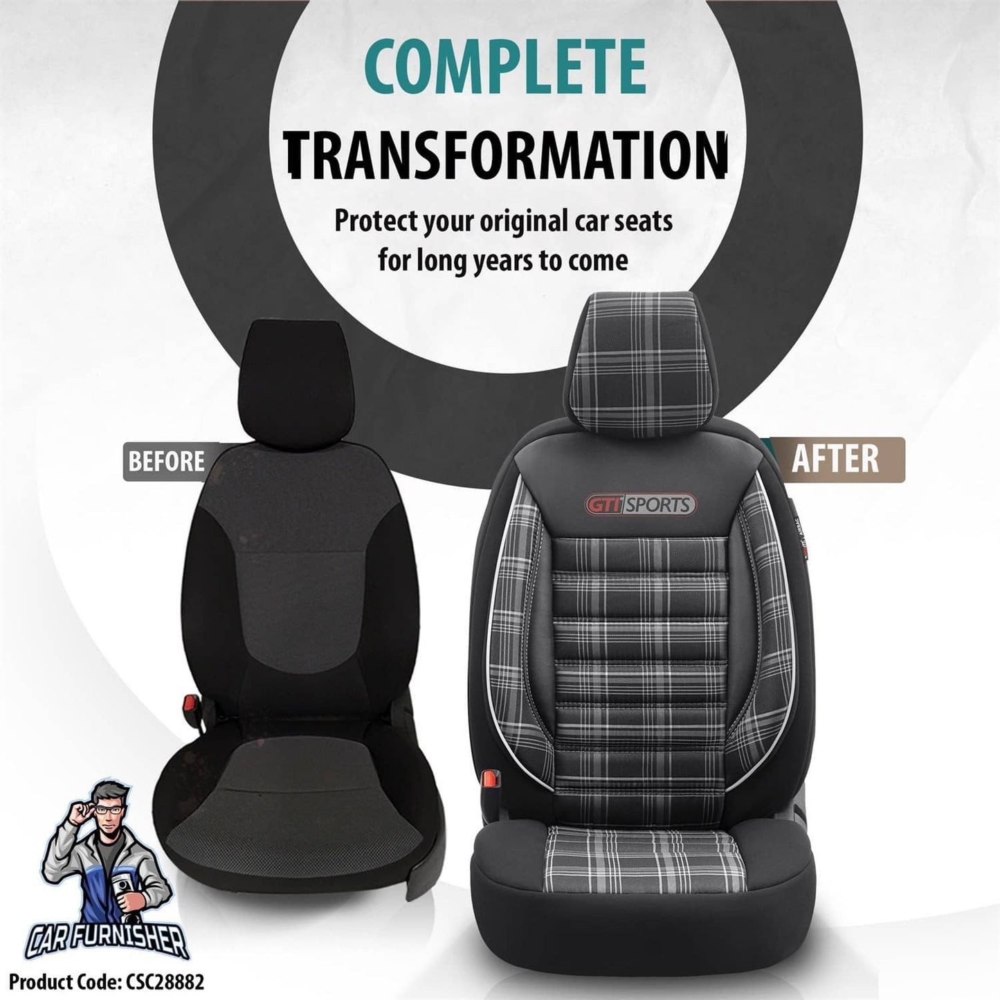 VW Golf GTI Car Seat Covers MK4/MK5/MK6/MK7 1998-2020 Special Series Smoked Black 5 Seats + Headrests (Full Set) Leather & Fabric