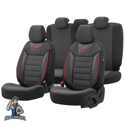 Luxury Car Seat Cover Set (3 Colors) | Toro Performance Series Red Leather & Fabric