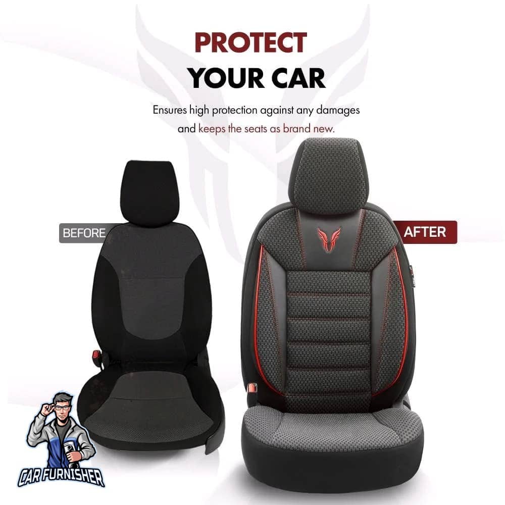 Luxury Car Seat Cover Set (3 Colors) | Toro Performance Series Red Leather & Fabric