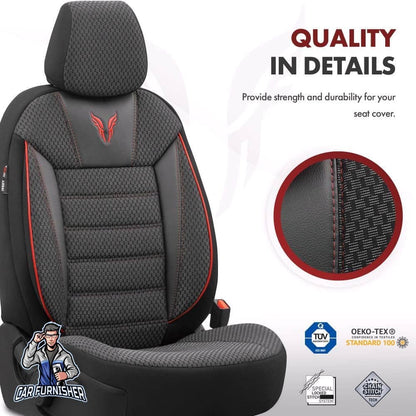 Mercedes 190 Seat Covers Toro Performance Design Red 5 Seats + Headrests (Full Set) Leather & Cotton Fabric