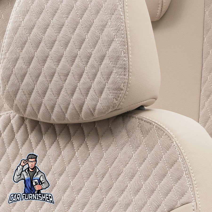 Audi A1 Car Seat Cover 2011-2016 Custom Made Amsterdam Feather Beige Full Set (5 Seats + Handrest) Leather & Foal Feather
