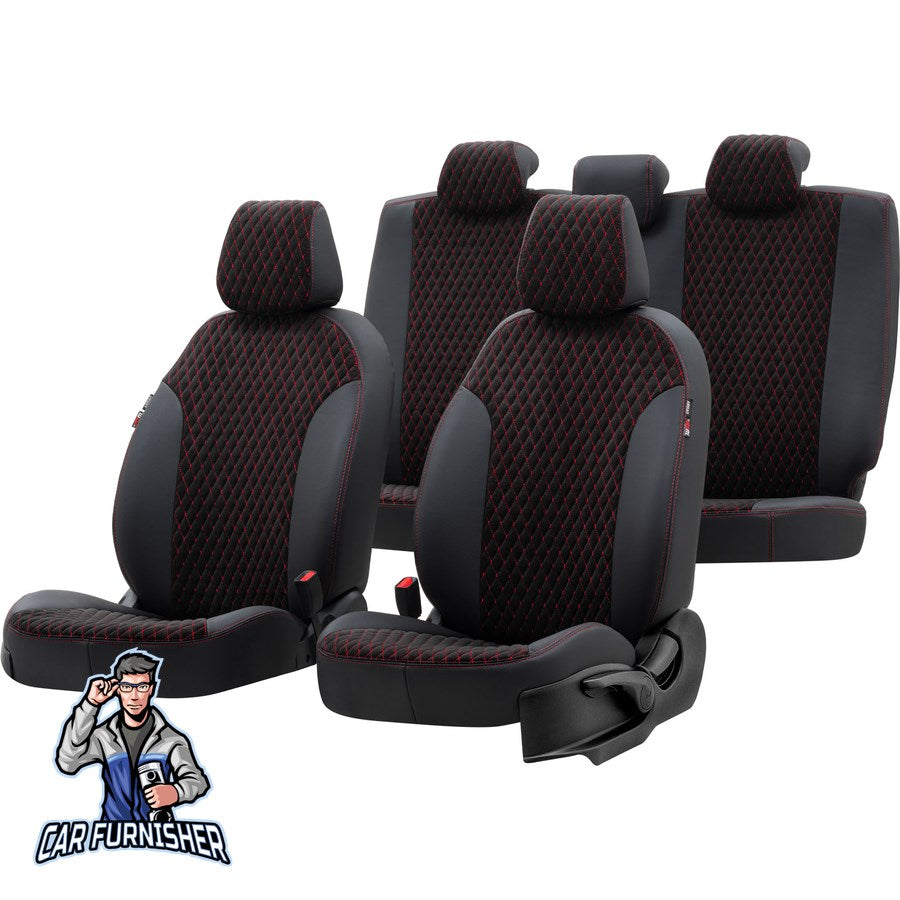 Audi A1 Car Seat Cover 2011-2016 Custom Made Amsterdam Feather Red Full Set (5 Seats + Handrest) Leather & Foal Feather