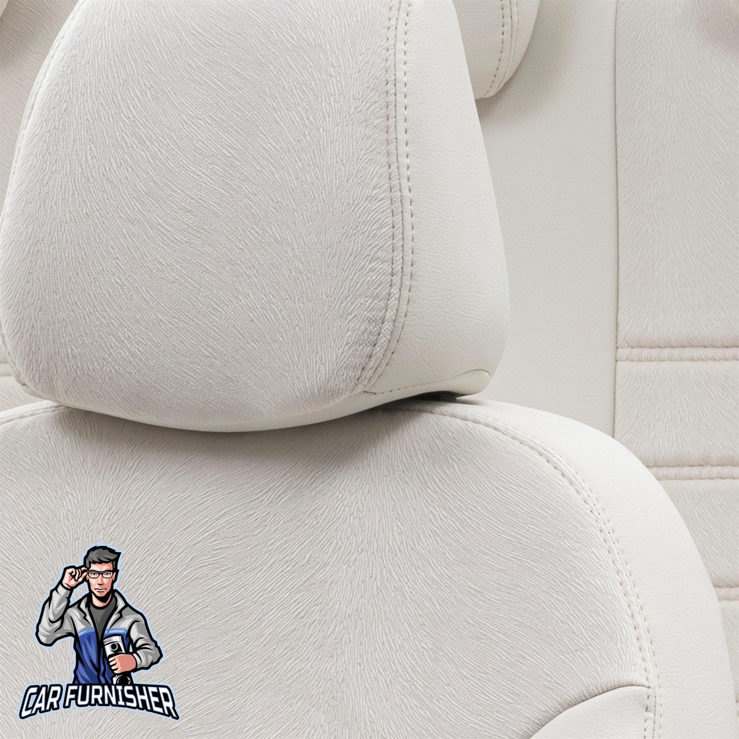 Audi A1 Car Seat Cover 2011-2016 Custom Made London Design Ivory Full Set (5 Seats + Handrest) Leather & Fabric