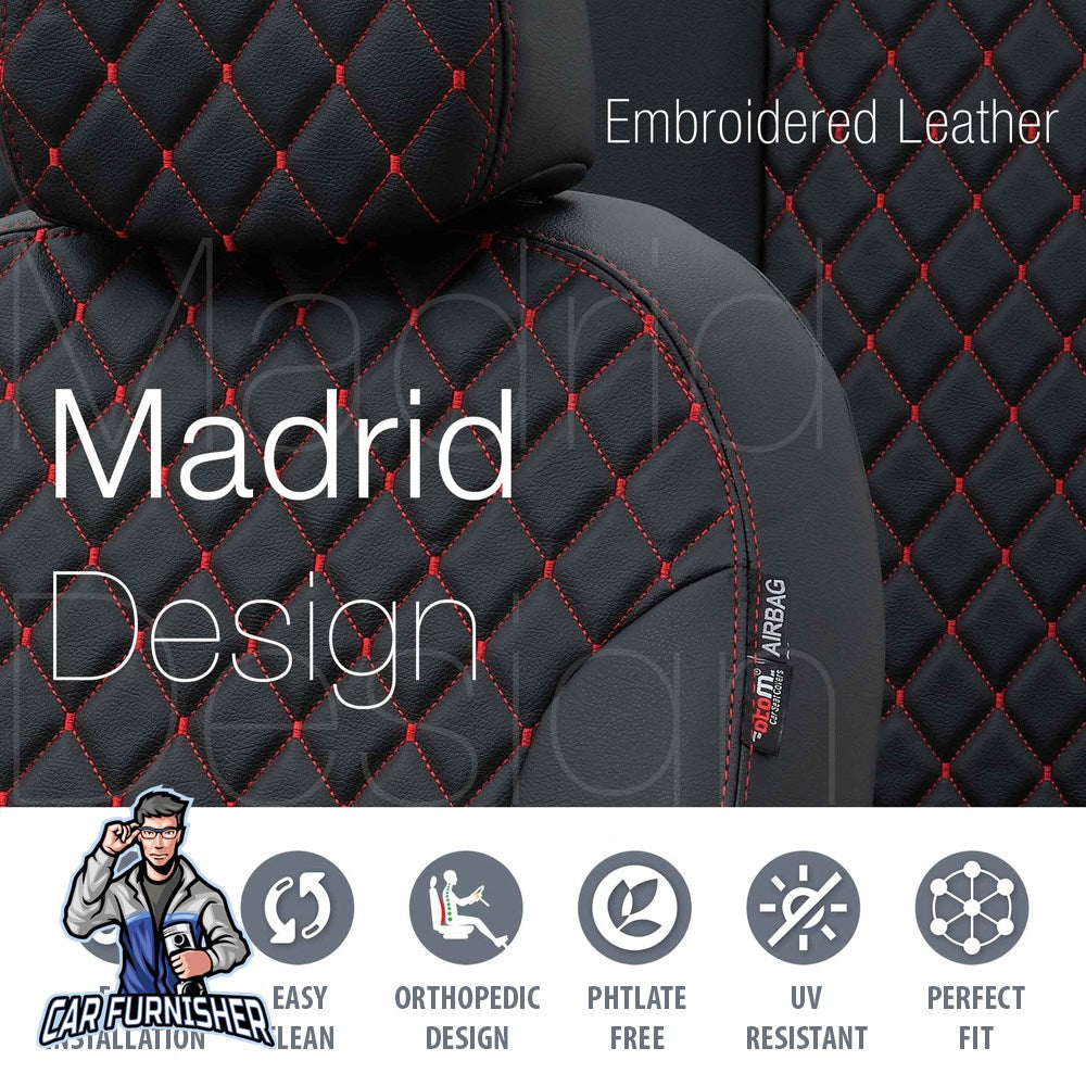Audi A1 Car Seat Cover 2011-2016 Custom Made Madrid Design Dark Gray Full Set (5 Seats + Handrest) Full Leather