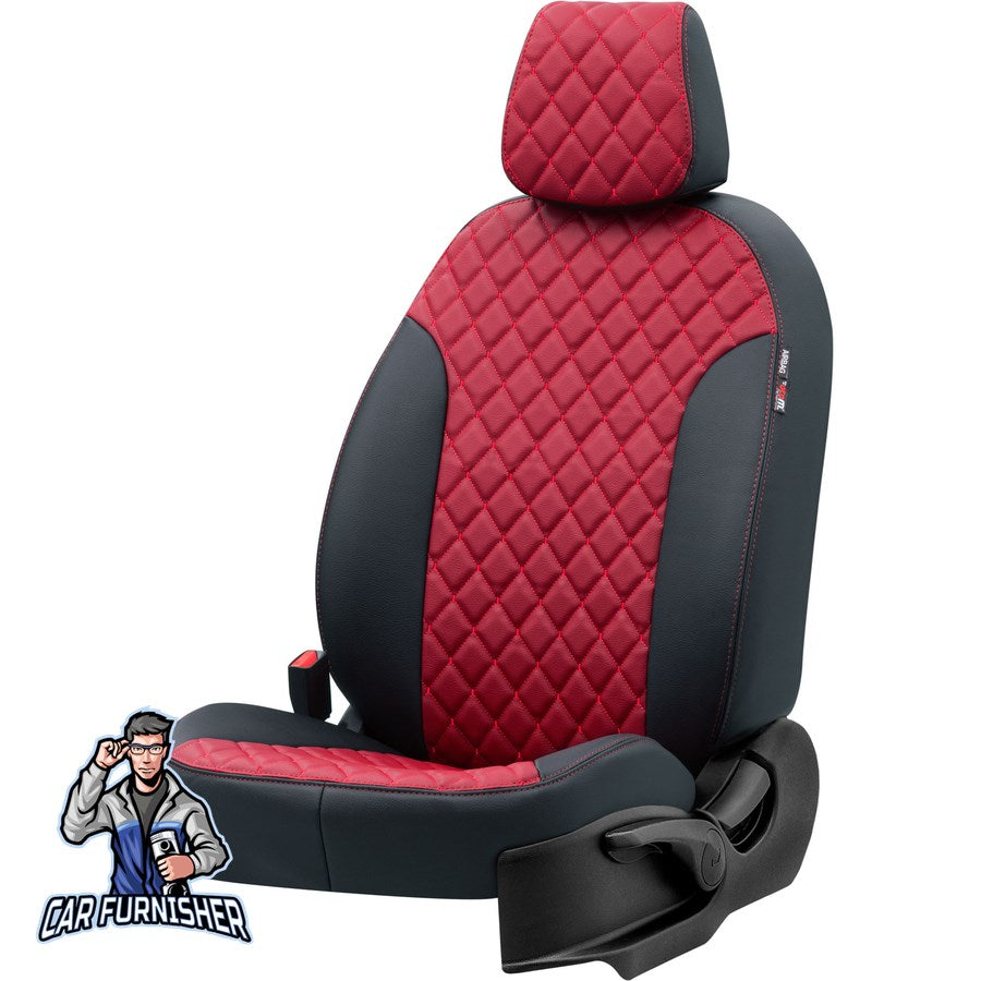 Audi A1 Car Seat Cover 2011-2016 Custom Made Madrid Design Red Full Set (5 Seats + Handrest) Full Leather