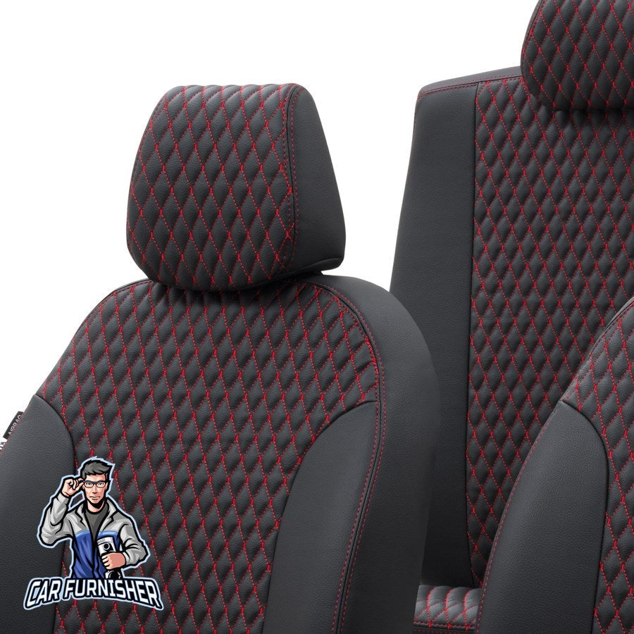 Audi A3 Car Seat Cover 1997-2023 Custom Amsterdam Design Red Full Set (5 Seats + Handrest) Full Leather