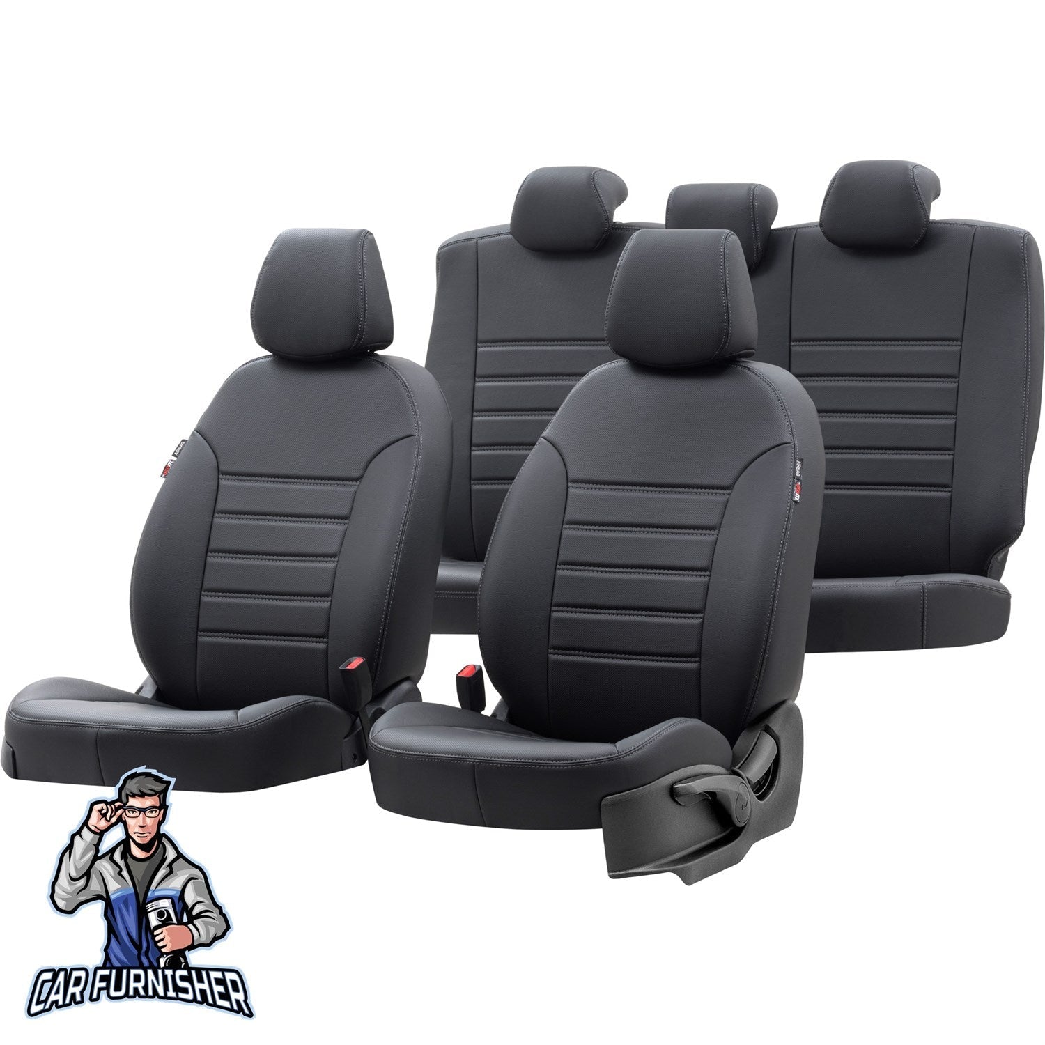 Audi A3 Car Seat Cover 1997-2023 Custom Istanbul Design Black Full Set (5 Seats + Handrest) Leather & Fabric