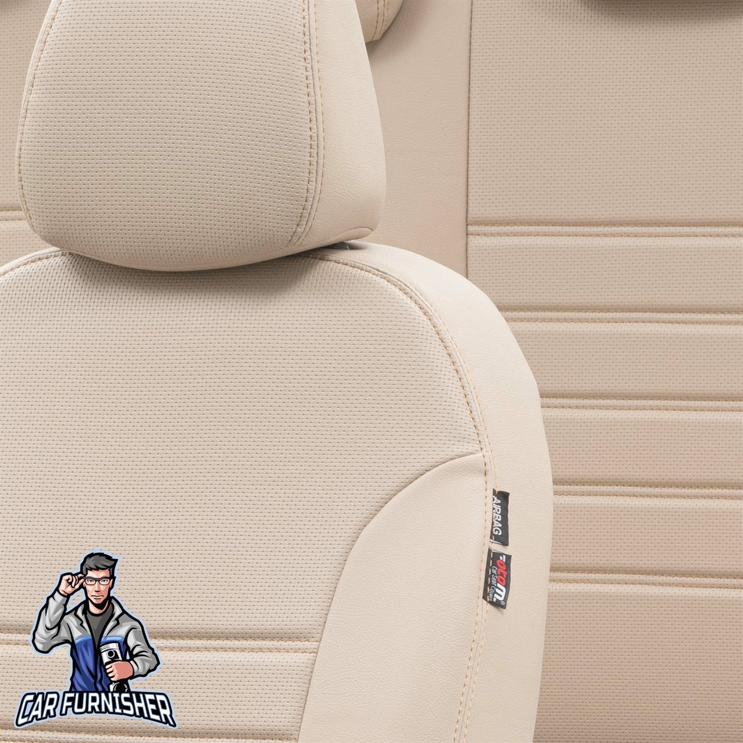 Audi A3 Car Seat Cover 1997-2023 Custom New York Design Beige Full Set (5 Seats + Handrest) Leather & Fabric