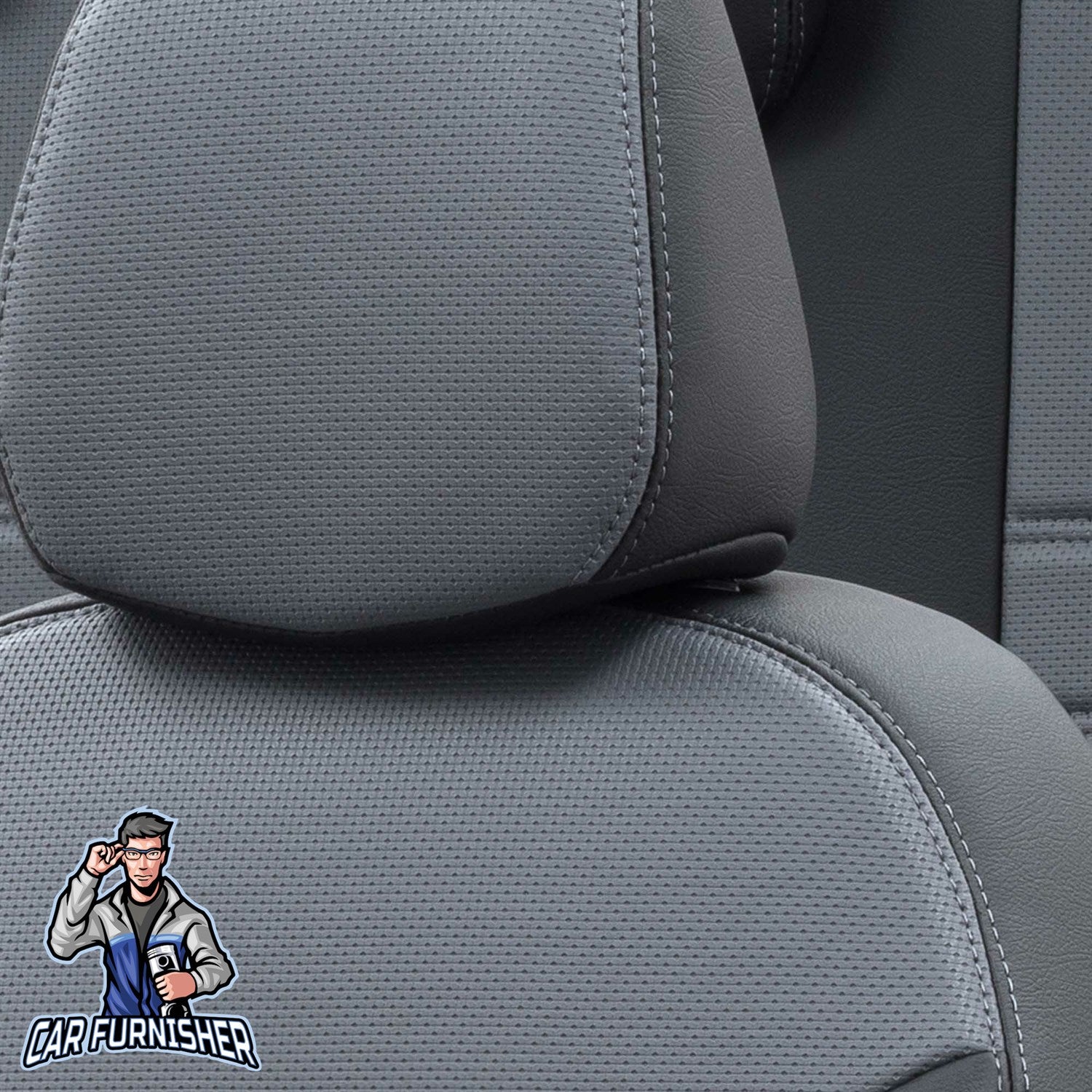 Audi A3 Car Seat Cover 1997-2023 Custom New York Design Smoked Black Full Set (5 Seats + Handrest) Leather & Fabric