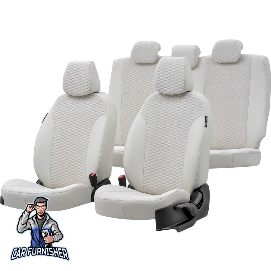 Audi A3 Car Seat Cover 1997-2023 Tokyo Foal Feather Ivory Full Set (5 Seats + Handrest) Leather & Foal Feather