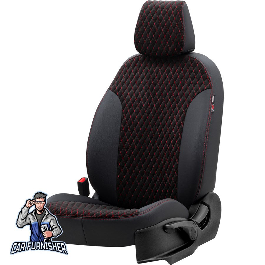 Audi A4 Car Seat Cover 1994-2023 Amsterdam Foal Feather Red Full Set (5 Seats + Handrest) Leather & Foal Feather