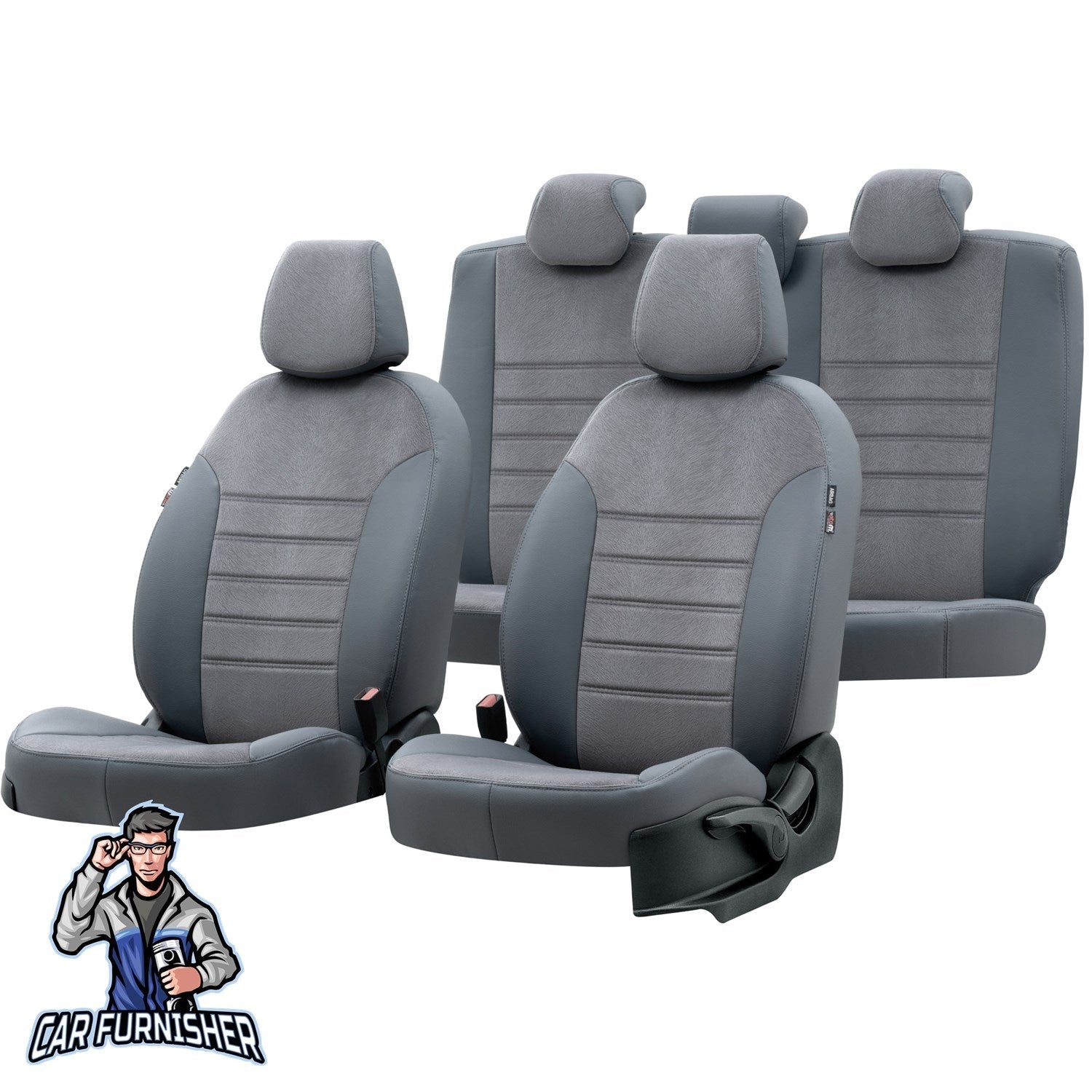 Audi A6 Car Seat Cover 1997-2018 Custom London Design Smoked Full Set (5 Seats + Handrest) Leather & Fabric