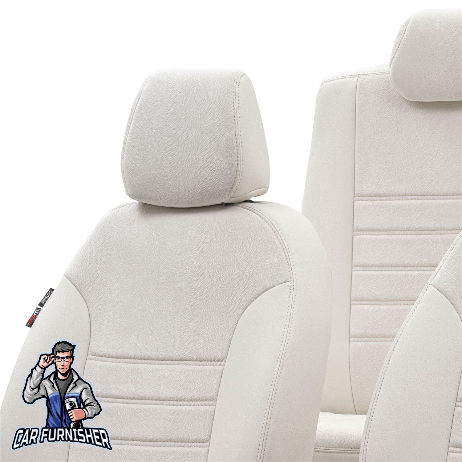 Audi A6 Car Seat Cover 1997-2018 Custom London Design Ivory Full Set (5 Seats + Handrest) Leather & Fabric