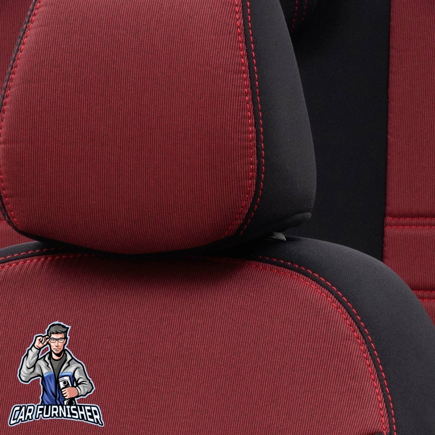Audi Q2 Car Seat Cover 2016-2023 Custom Original Design Red Full Set (5 Seats + Handrest) Fabric