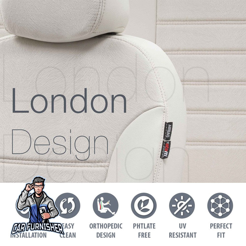 Audi Q3 Car Seat Cover 2012-2018 Custom London Design Beige Full Set (5 Seats + Handrest) Leather & Fabric