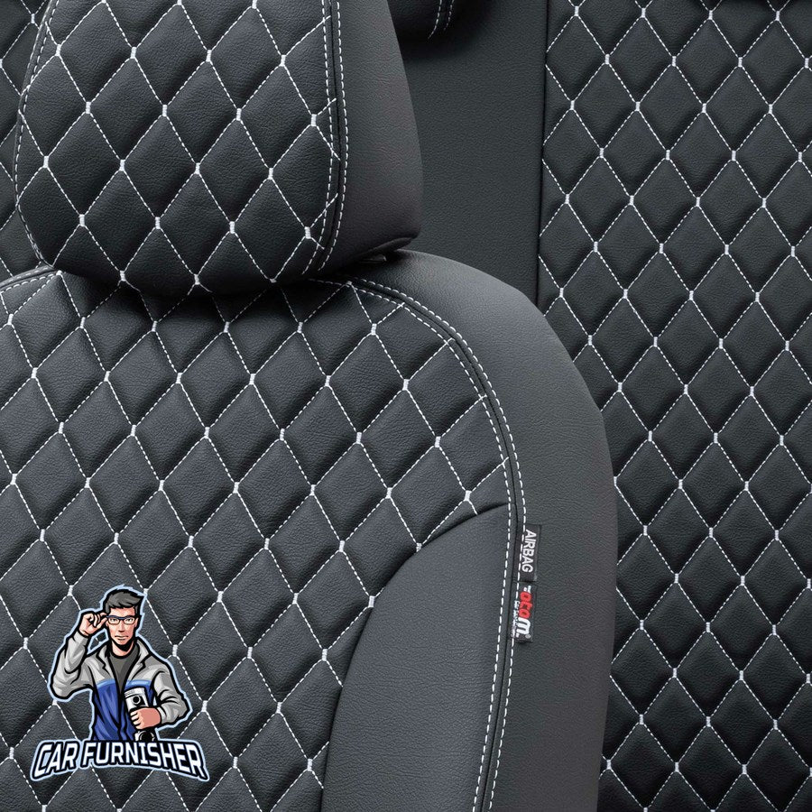 Audi Q3 Car Seat Cover 2012-2018 Custom Madrid Design Dark Gray Full Set (5 Seats + Handrest) Full Leather