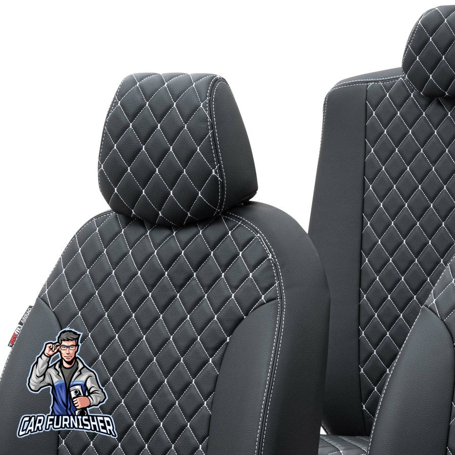 Audi Q3 Car Seat Cover 2012-2018 Custom Madrid Design Dark Gray Full Set (5 Seats + Handrest) Full Leather