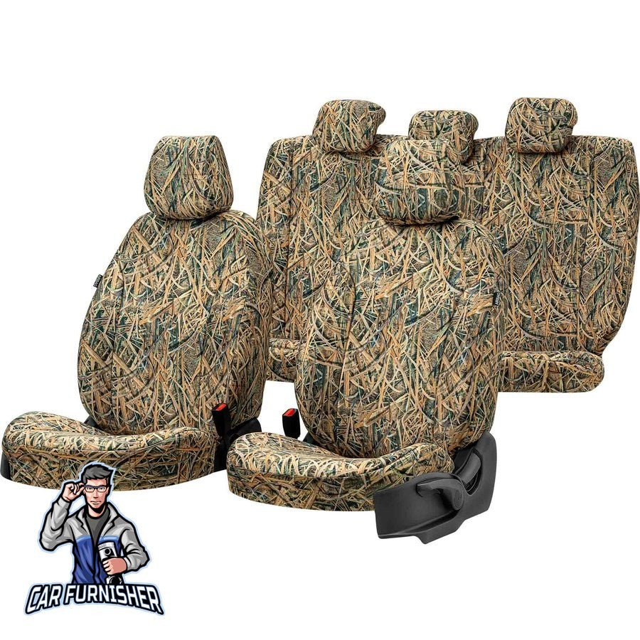 Audi Q7 Car Seat Cover 2005-2015 Custom Camouflage Design Mojave Camo Full Set (5 Seats + Handrest) Fabric
