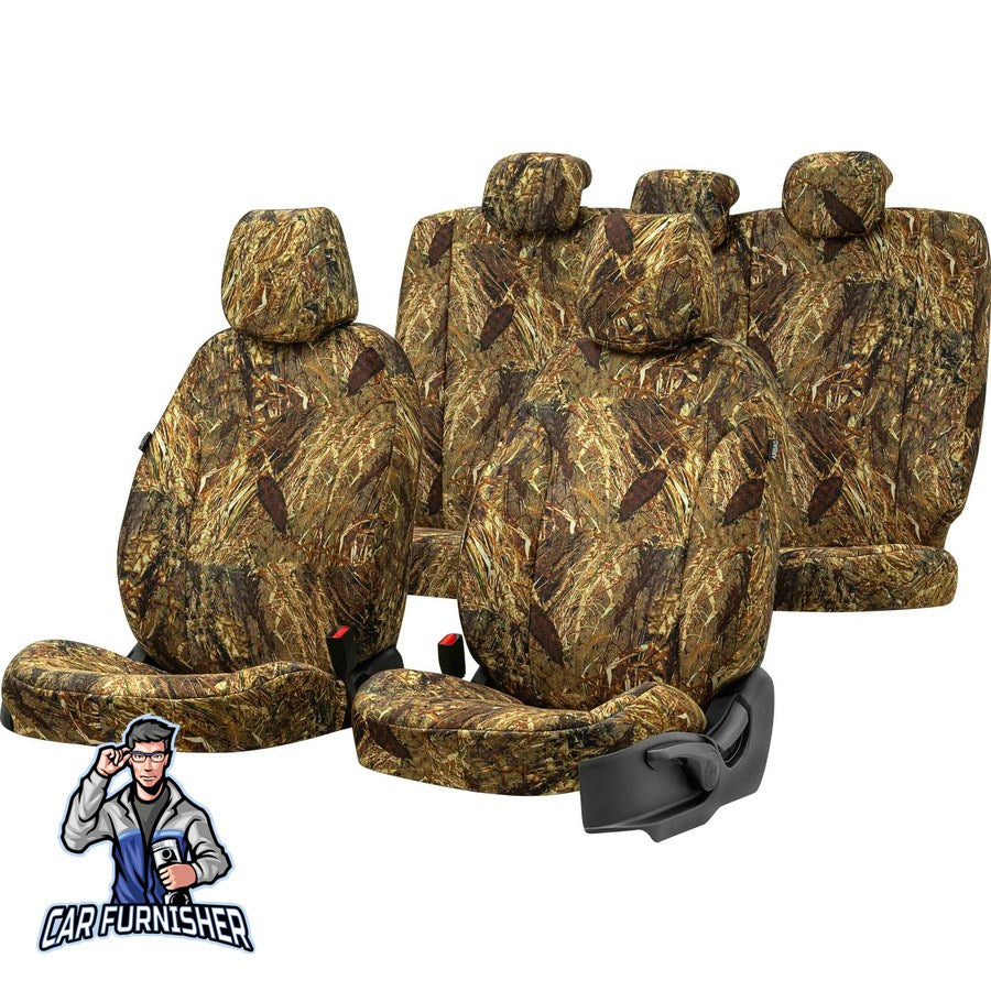 Audi Q7 Car Seat Cover 2005-2015 Custom Camouflage Design Kalahari Camo Full Set (5 Seats + Handrest) Fabric