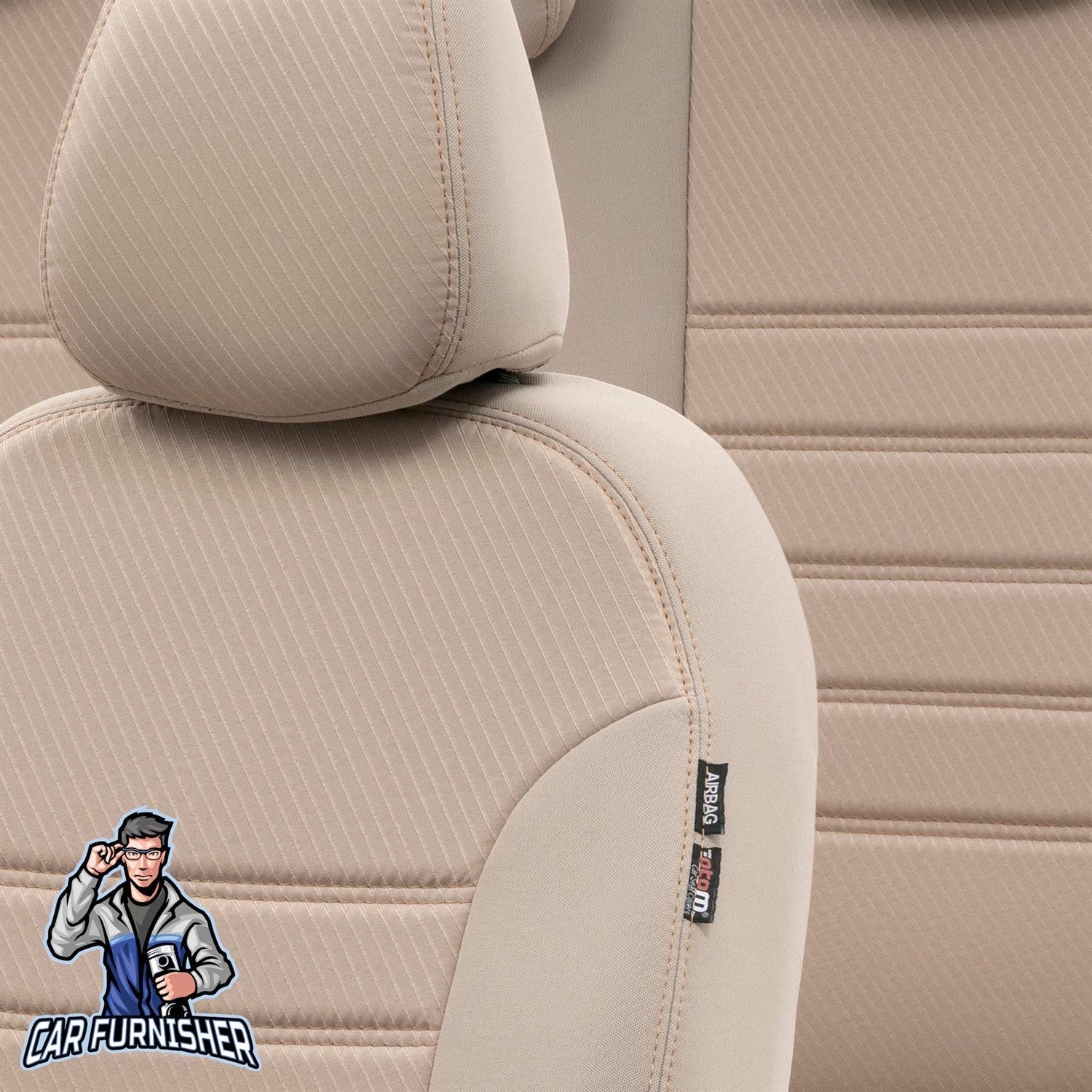 Audi Q7 Seat Cover Original Jacquard Design Dark Beige Jacquard Fabric