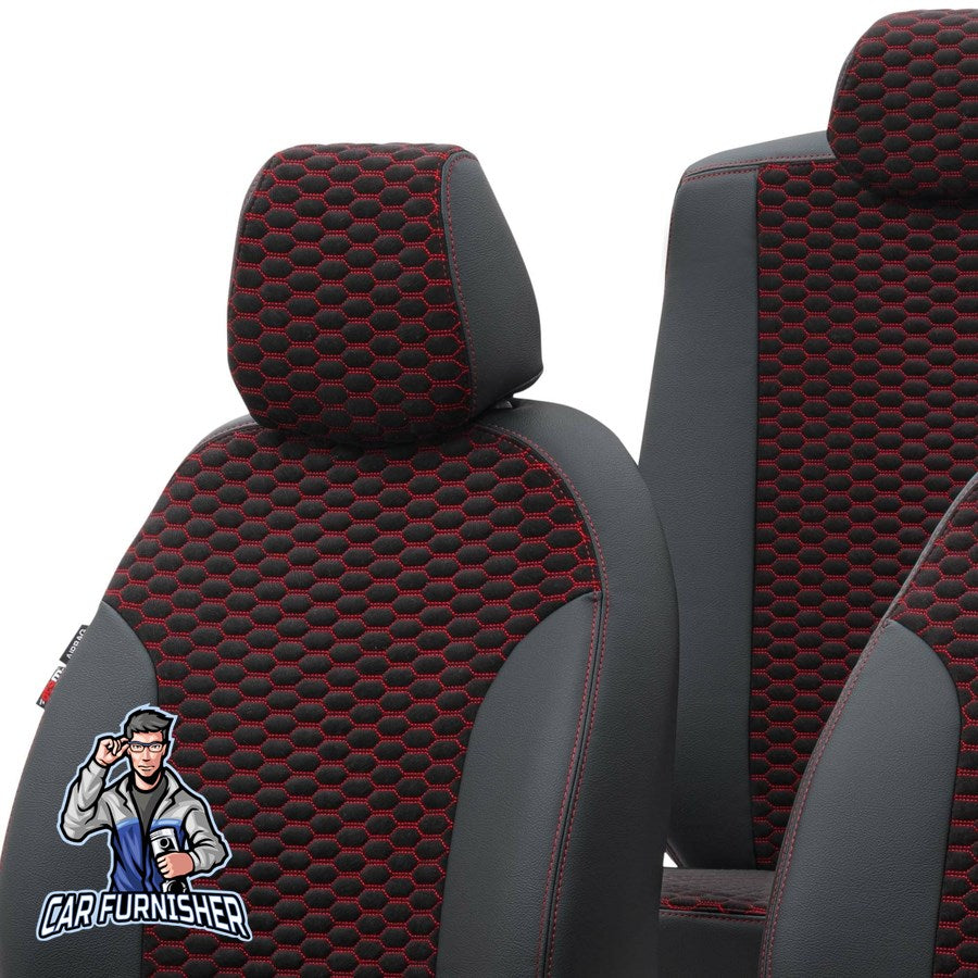 Audi Q7 Car Seat Cover 2005-2015 Tokyo Foal Feather Red Full Set (5 Seats + Handrest) Leather & Foal Feather