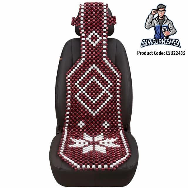 Beaded Car Seat Cover Real Wood (5 Colors) Burgundy Style B Wood