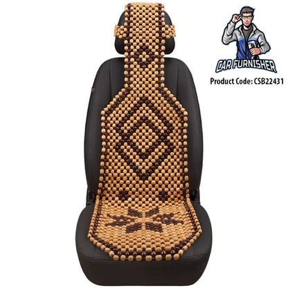 Beaded Car Seat Cover Real Wood (5 Colors) Beige Style A Wood