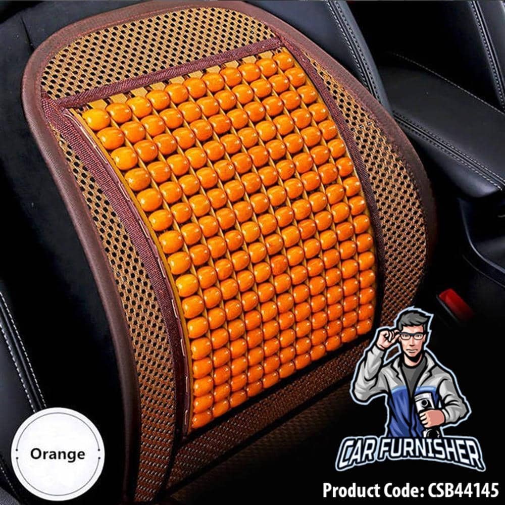 Car Seat Cover (3 Colors) Real Bamboo Wood Beads Orange Style B Bamboo