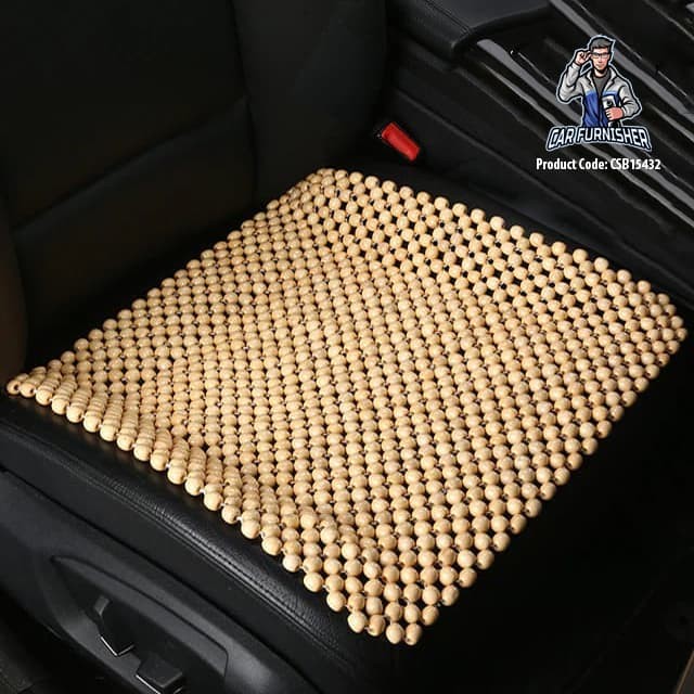 Car Seat Cover Bottom Real Wood Beads (3 Colors) Beige Single Seat Wood