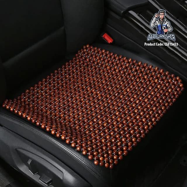 Car Seat Cover Bottom Real Wood Beads (3 Colors) Brown Wood