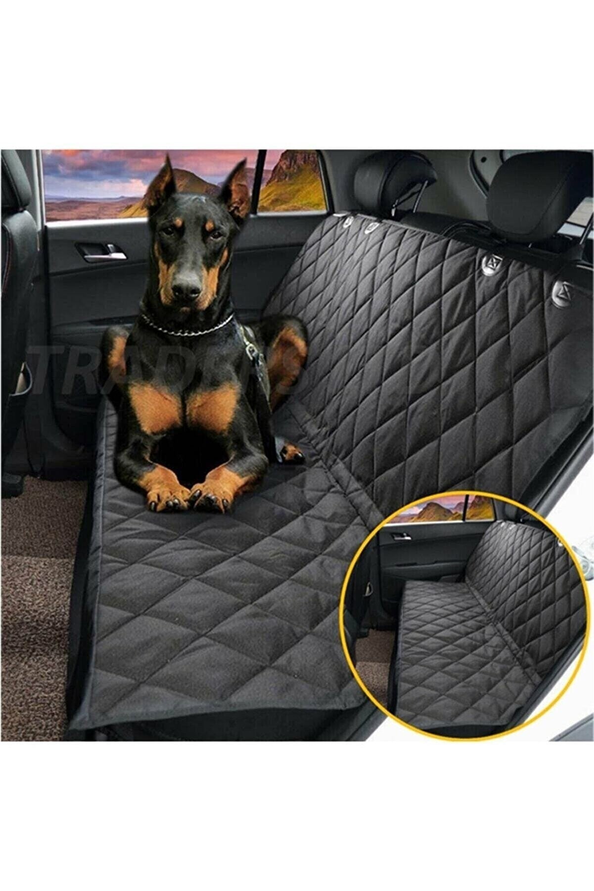 Car Seat Cover For Dogs & Pets For Back Seats Black Fabric