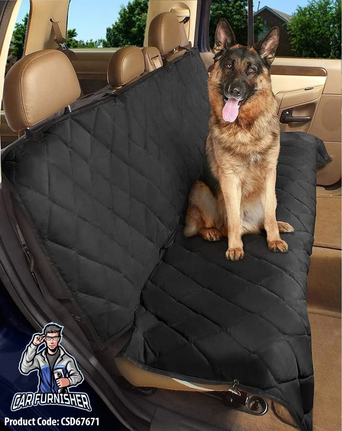 Car Seat Cover For Dogs & Pets For Back Seats Black Fabric