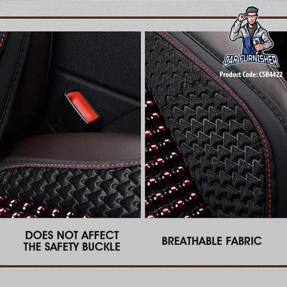 Car Seat Cover Real Wood Bamboo Beads (5 Colors) Black Bamboo
