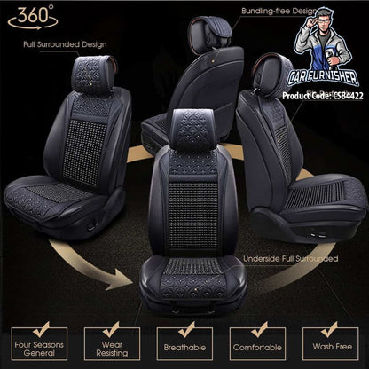 Car Seat Cover Real Wood Bamboo Beads (5 Colors) Black Bamboo