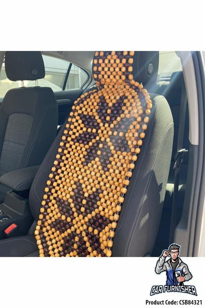 Car Seat Cover Real Wood Beads Beige Wood