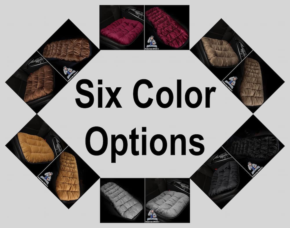 Car Seat Cushion (6 Colors) | Winter Pillow | Soft Khaki Full Set (2x Front + Back Piece) Fabric